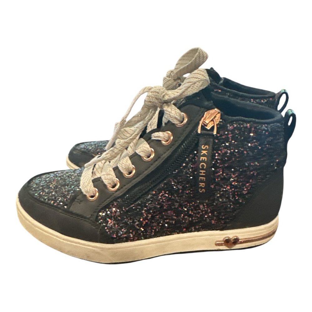 Skechers Black and Pink Glitter High-Tops